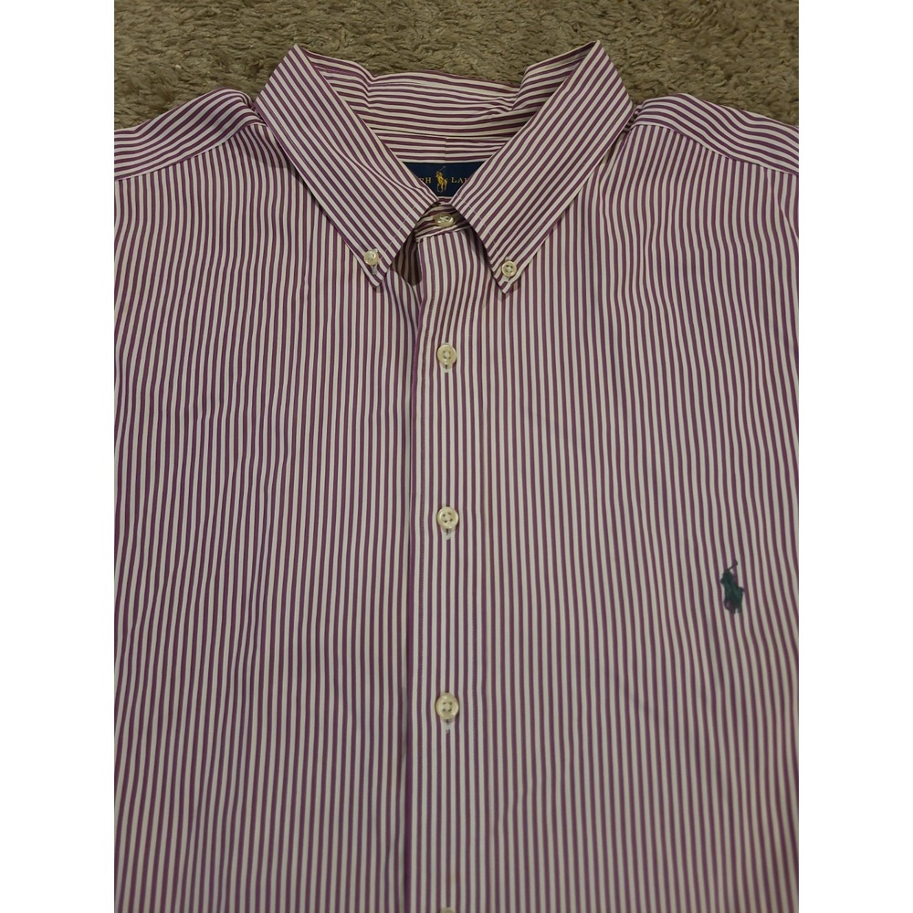 Pre-Owned Ralph Lauren Blue Label Purple Stripe Size 3XB Men's Button Down